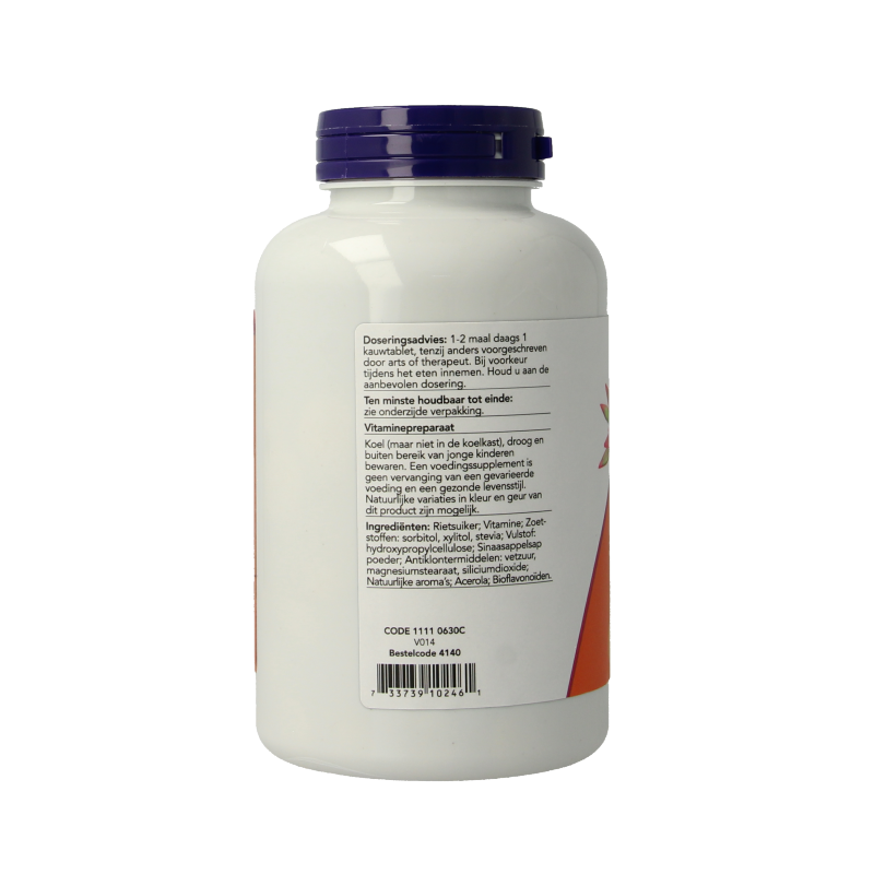 NOW C-500 kauwtabletten sinaasappelsmaak 100 Kauwtabletten