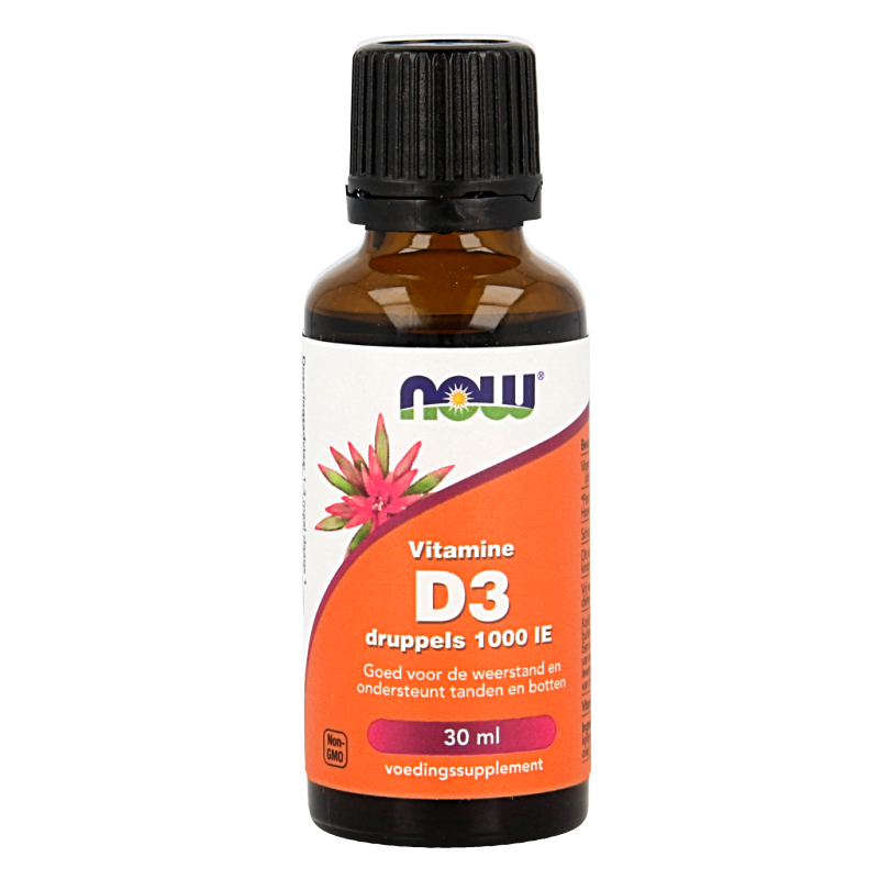 NOW Vitamine D3 druppels 1000IE 30 Milliliter