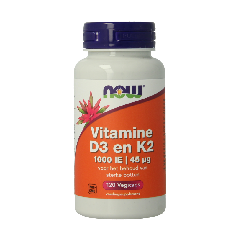 NOW Vitamine D3 1000IE & Vitamine K2 120 Vegetarische capsules
