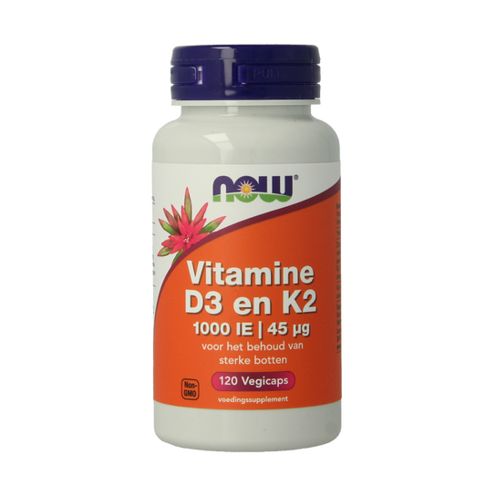 NOW Vitamine D3 1000IE & Vitamine K2 120 Vegetarische capsules
