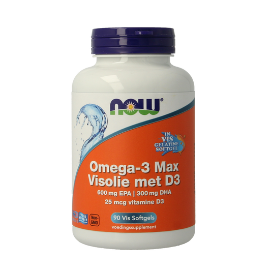 NOW Omega 3 max visolie D3 EPA DHA 90.00 Softgels