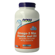 NOW Omega 3 max visolie D3 EPA DHA 180.00 Softgels