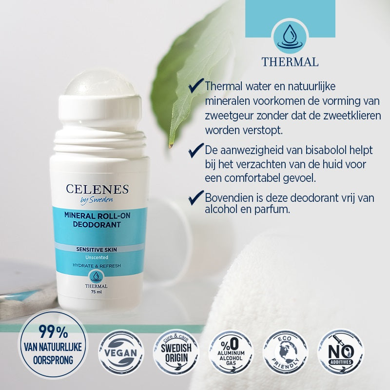 Celenes Thermal deodorant roll-on unscented 75 Milliliter