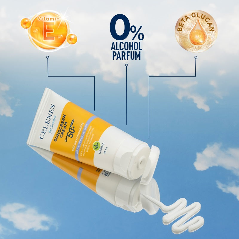 Celenes Herbal sunscreen sensitive/dry skin SPF50+ 50 Milliliter
