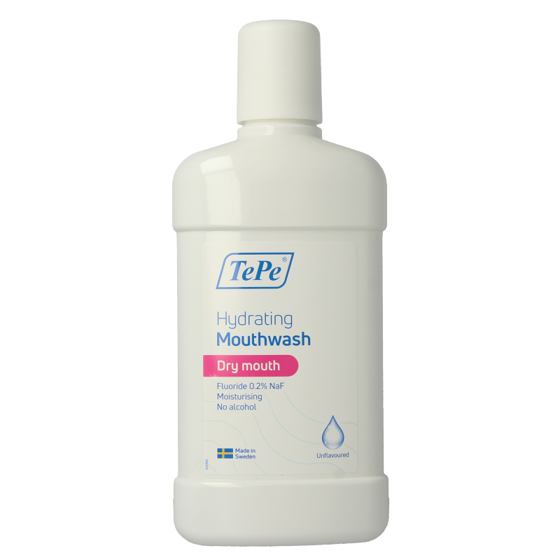 TePe Hydraterende mondspoeling droge mond unflavoured 500 Milliliter