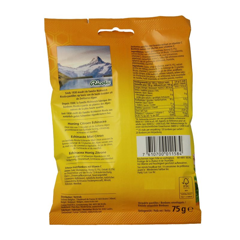 Ricola Honey lemon echinacea 75 Gram