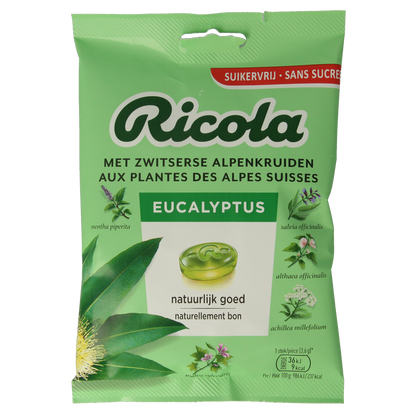 Ricola Eucalyptus suikervrij 75.00 Gram