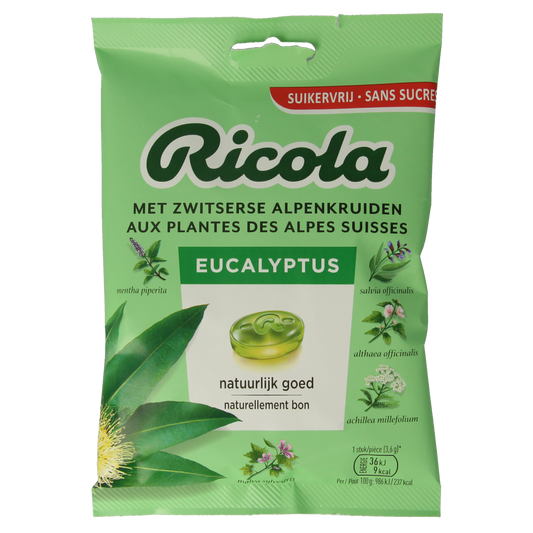 Ricola Eucalyptus suikervrij 75.00 Gram