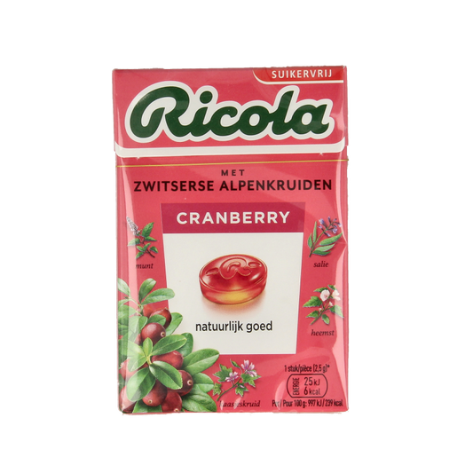 Ricola Cranberry suikervrij doosje 50 Gram