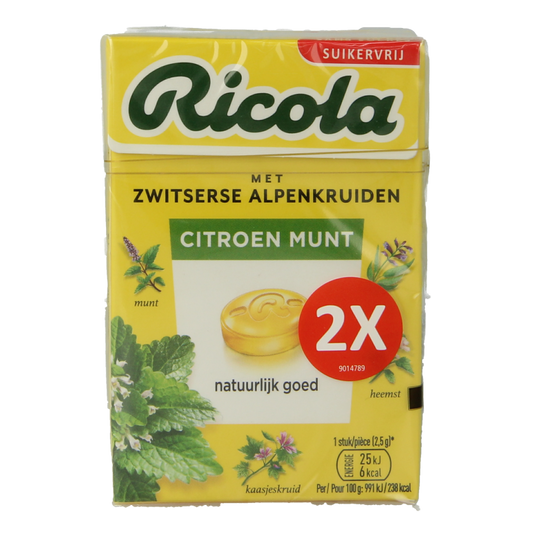 Ricola Citroen munt suikervrij duopak 100 Gram