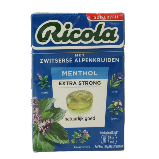 Ricola Menthol extra strong suikervrij 50 Gram