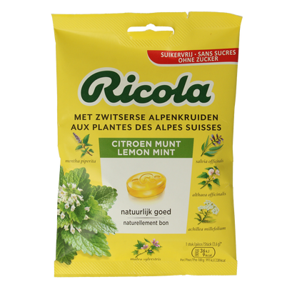 Ricola Citroen munt suikervrij 75.00 Gram