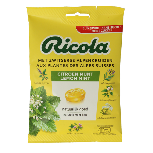 Ricola Citroen munt suikervrij 75 Gram