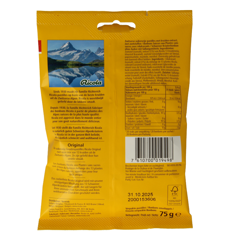 Ricola Original suikervrij 75 Gram