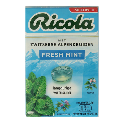 Ricola Fresh mint suikervrij doosje 50.00 Gram