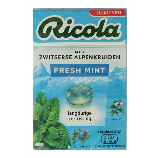 Ricola Fresh mint suikervrij doosje 50 Gram