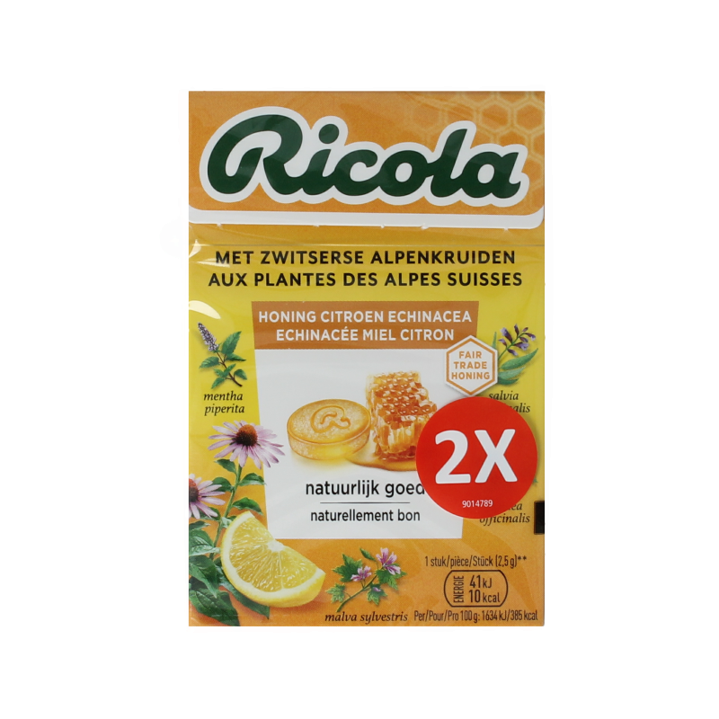Ricola Honing citroen echinacea duo pack 100 Gram