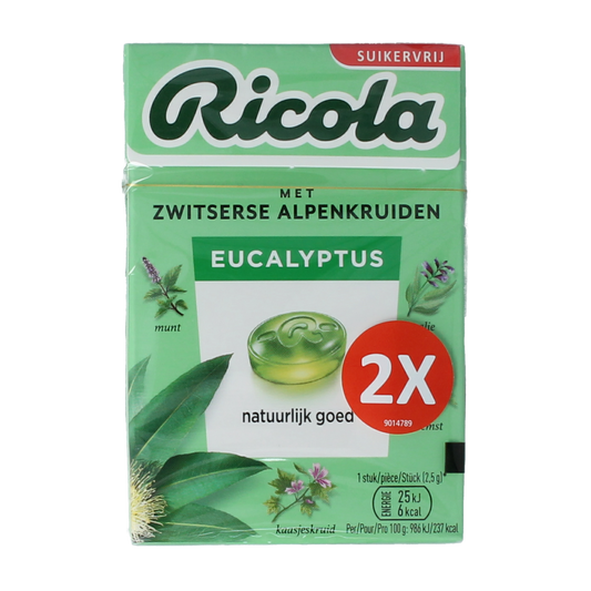 Ricola Eucalyptus suikervrij duo pack 100.00 Gram