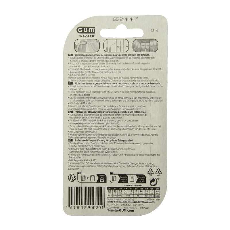 GUM Trav-ler rager 1.3 mm (geel) 6 Stuks