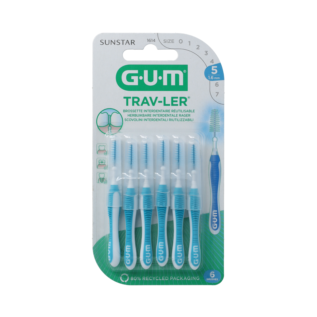 GUM Trav-ler rager 1.6 mm (blauw) 6.00 Stuks