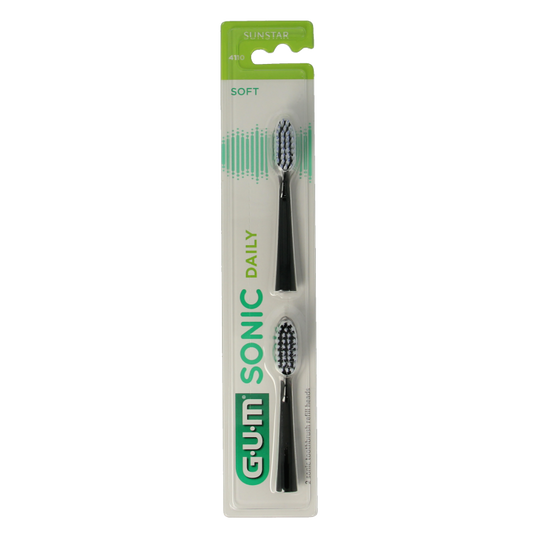 GUM Sonic opzetborstel soft zwart 2 Stuks