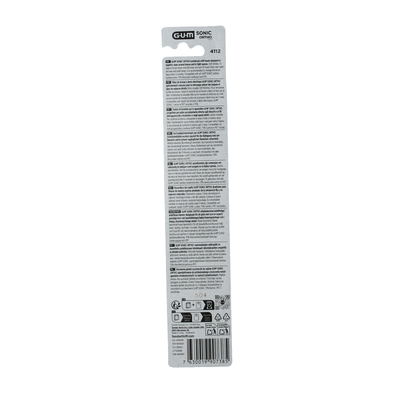 GUM Sonic ortho batterij tandenborstel refill 1 Stuks