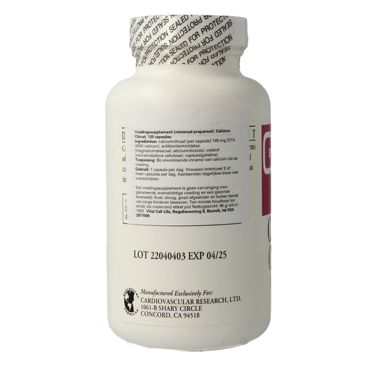 Cardio Vasc Res Calcium citraat 165mg 120.00 Capsules