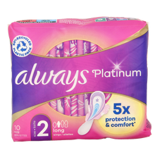 Always Maandverband platinum long vleugels mt 2 10 Stuks