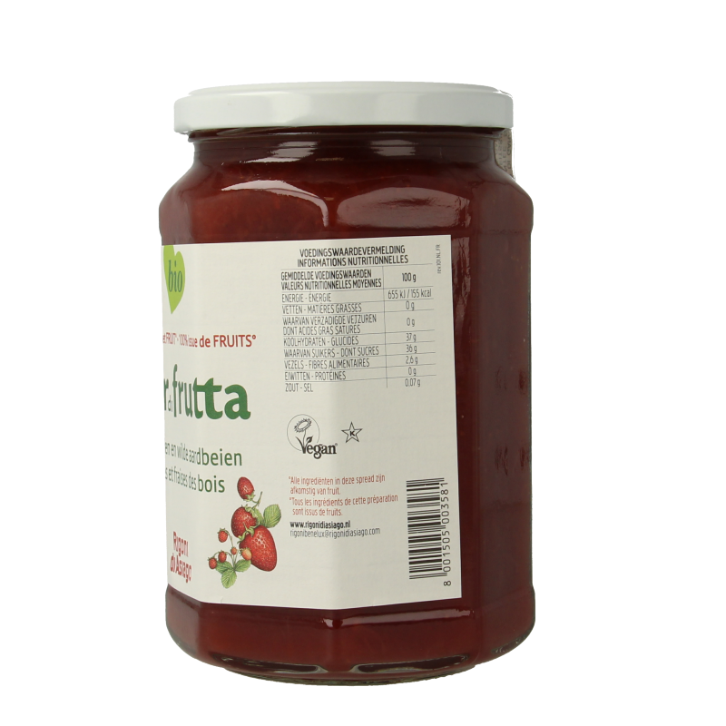 Fiordifrutta Aardbei & wilde aardbei jam bio 630 Gram