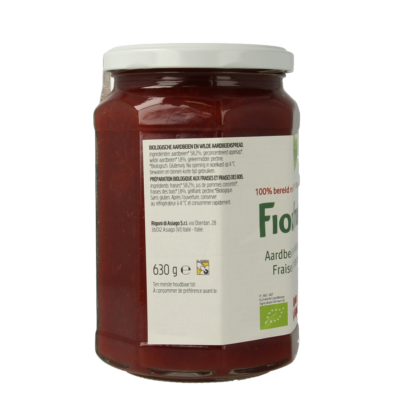 Fiordifrutta Aardbei & wilde aardbei jam bio 630 Gram