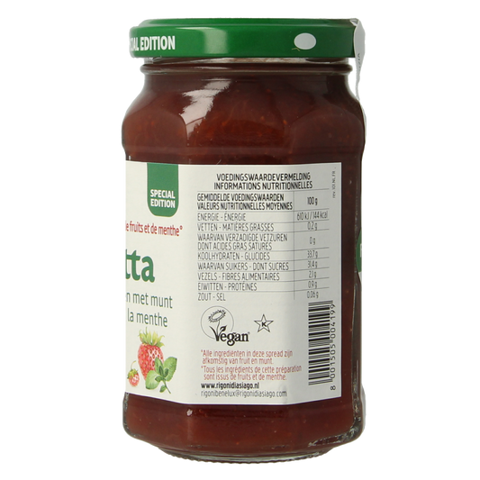 Fiordifrutta Aardbeien en wilde aardbeien met munt jam bio 250.00 Gram