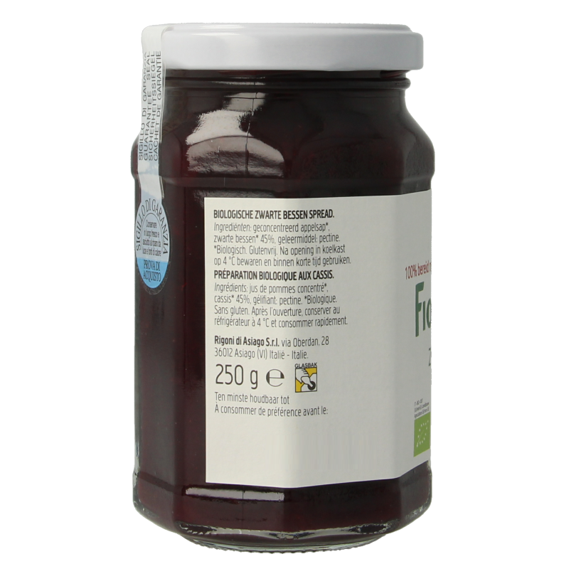 Fiordifrutta Zwarte bessenjam bio 250 Gram