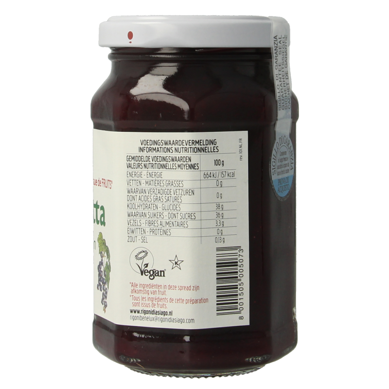 Fiordifrutta Zwarte bessenjam bio 250 Gram