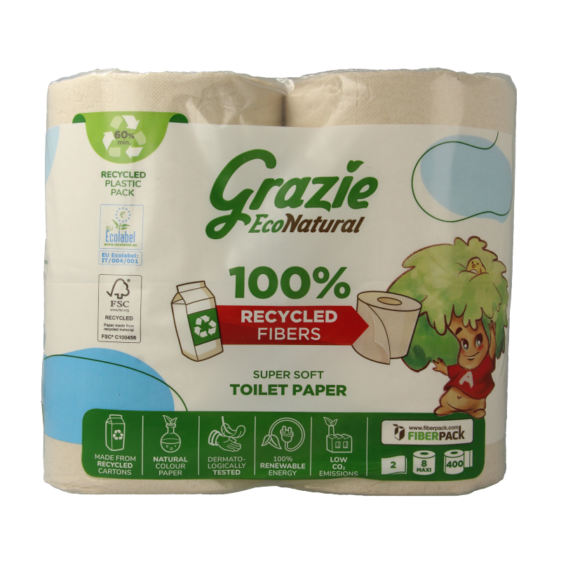 Grazie Natural Toiletpapier 2-laags 8 Stuks