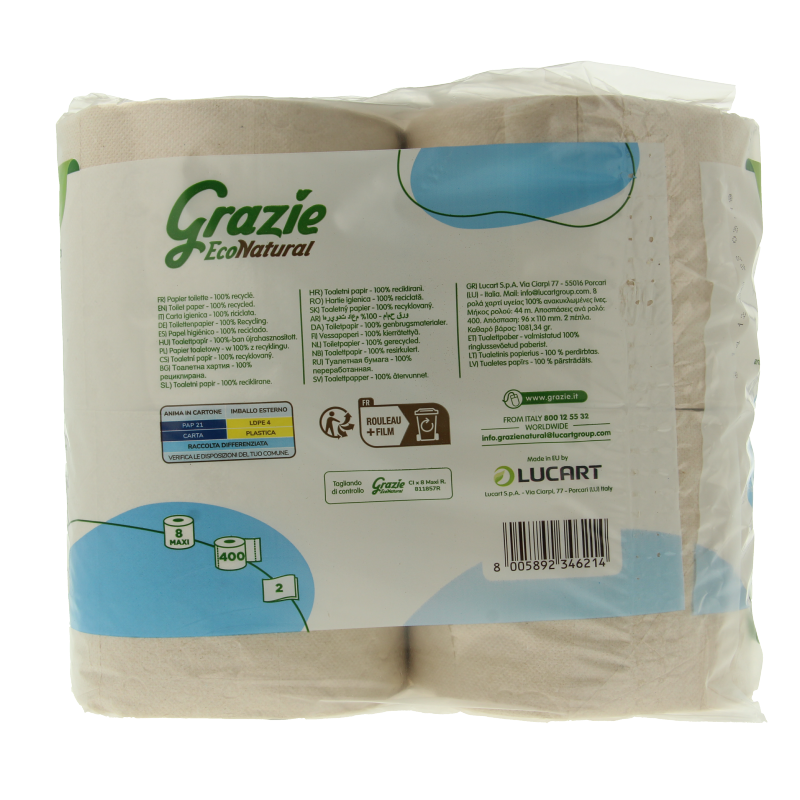 Grazie Natural Toiletpapier 2-laags 8 Stuks