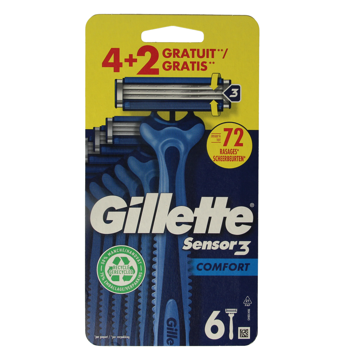 Gillette Sensor 3 comfort wegwerpmesjes 6.00 Stuks