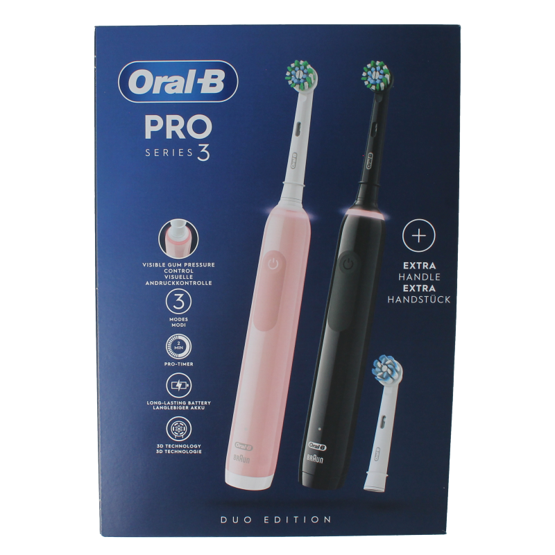 Oral B Elektrische tandenborstel pro 3 3900 black pink 1 Set