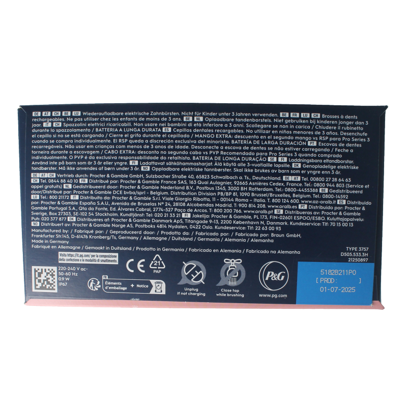 Oral B Elektrische tandenborstel pro 3 3900 black pink 1 Set