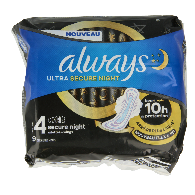 Always Maandverband ultra secure nacht  9 Stuks