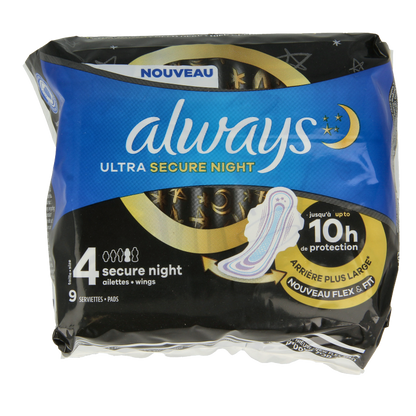 Always Maandverband ultra secure nacht  9 Stuks
