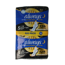 Always Maandverband ultra secure night 16 Stuks