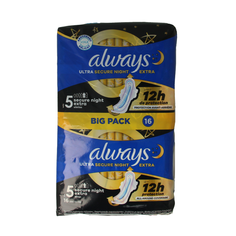 Always Maandverband ultra secure night 16 Stuks