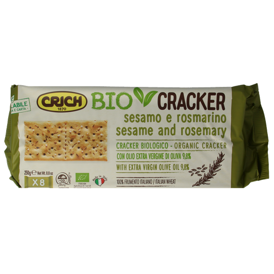 Crich Crackers sesam rozemarijn bio 250 Gram