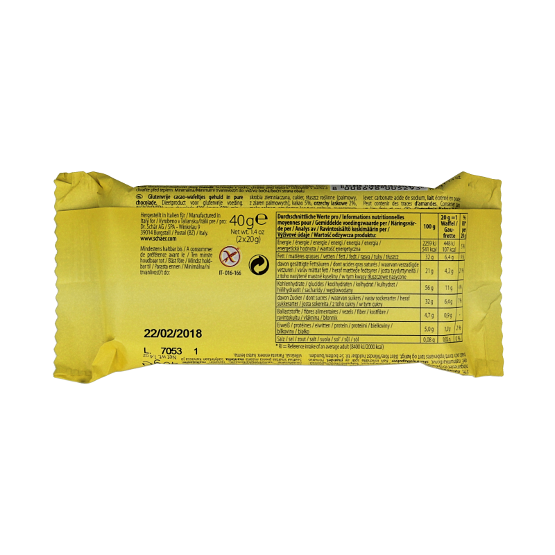 Schar Quadritos cacao wafel glutenvrij 40 Gram