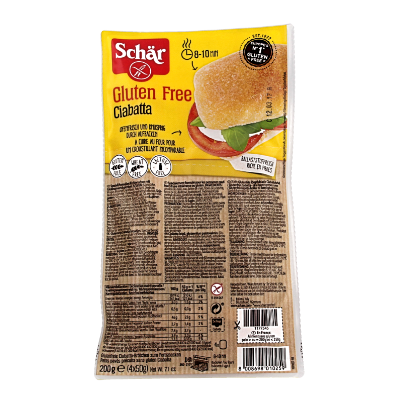 Schar Ciabatta glutenvrij 4 Stuks