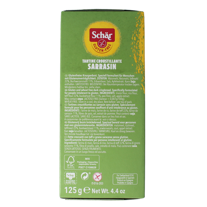 Schar Fibre crispbread/crackers glutenvrij 125 Gram
