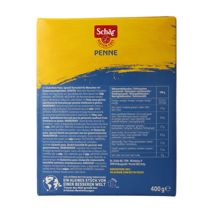 Schar Pasta penne glutenvrij 400.00 Gram