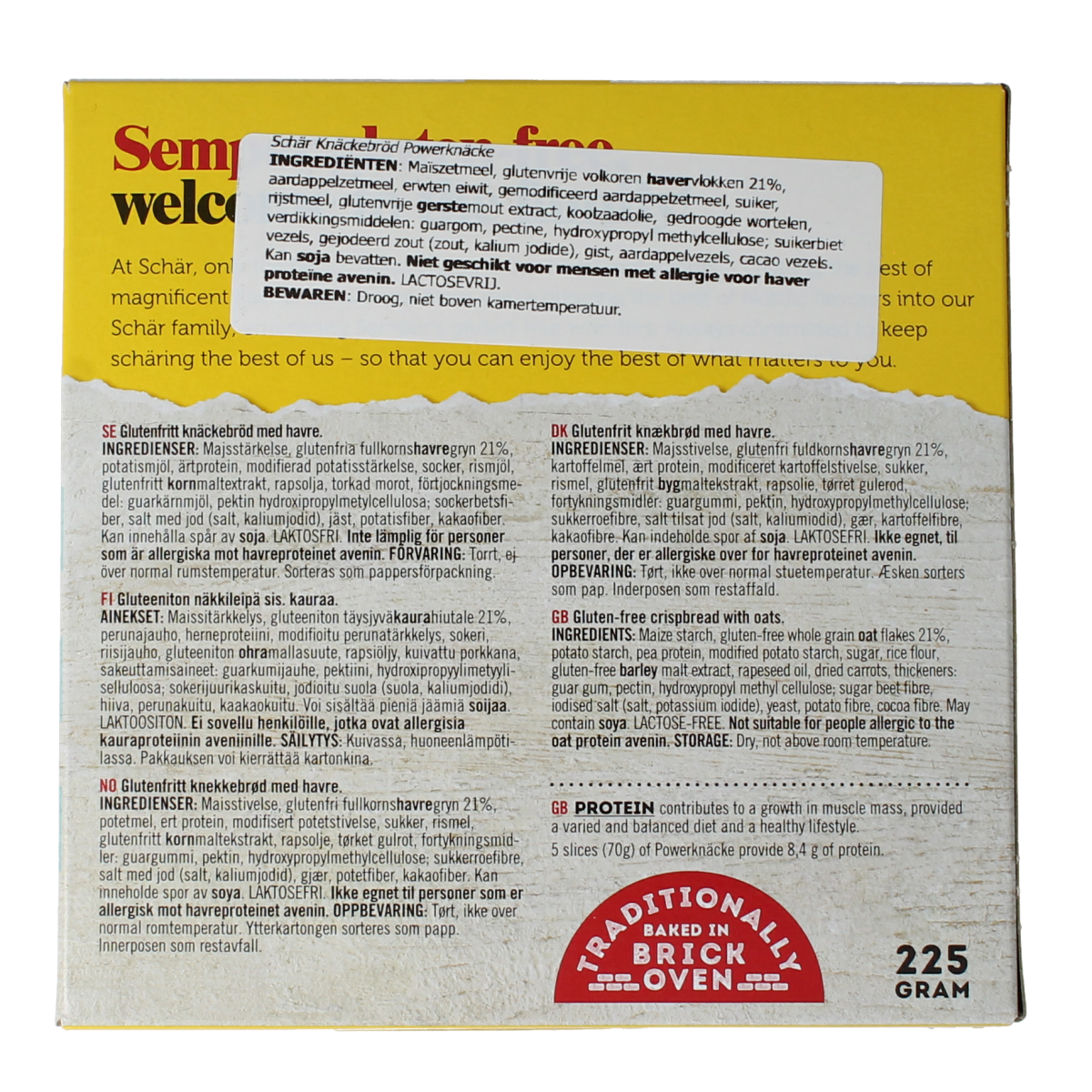 Schar Powerknacke glutenvrij 225.00 Gram