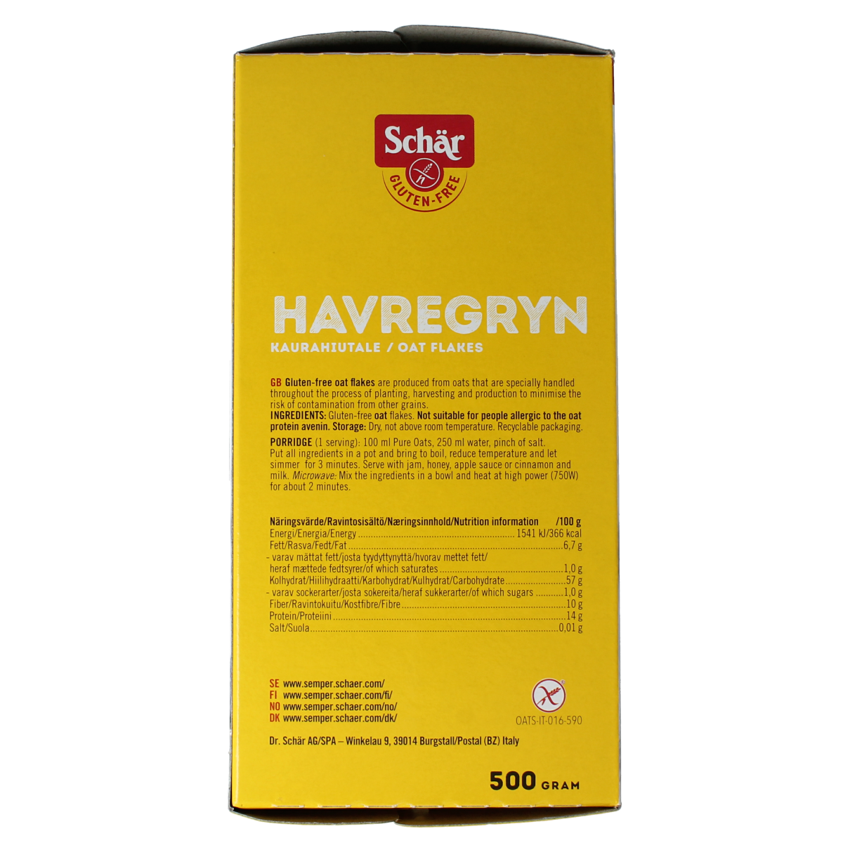 Schar Havervlokken glutenvrij 500.00 Gram