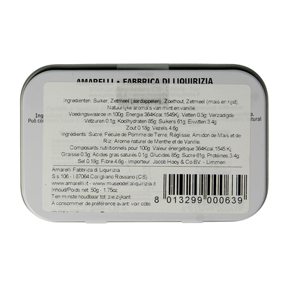 Amarelli Laurierdrop blikje pepermunt wit 50.00 Gram